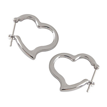 Office Lady Hollow Heart 925 Sterling Silver Hoop Earrings