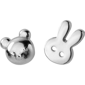 Cute Rabbit Bear Head 925 Sterling Silver Studs Earrings