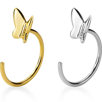 Modern Butterfly 925 Sterling Silver Hoop Earrings