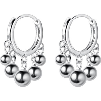 Fashion Beads 925 Sterling Silver Hoop Earrings