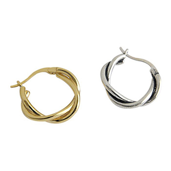 Party Twisted Circle 925 Sterling Silver Hoop Earrings