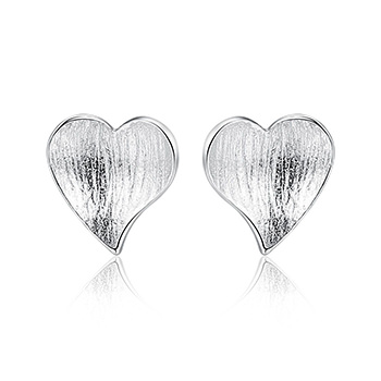 Honey Moon Drawing Heart 925 Sterling Silver Studs Earrings