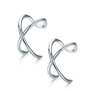 Simple Cross 925 Sterling Silver Climber Studs Earrings