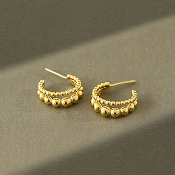 Beads Circle 925 Sterling Silver Hoop Earrings