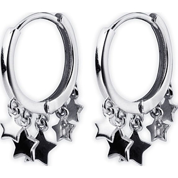 Office Stars Tassel 925 Sterling Silver Hoop Earrings