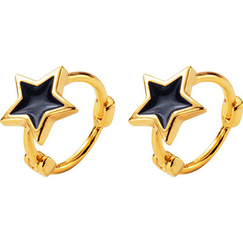 Fashion Black Star 925 Sterling Silver Earring Leverback