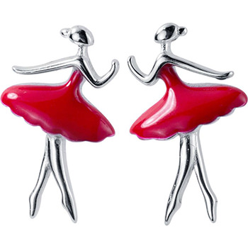 Honey Moon Red Ballet Dancer 925 Silver Studs Earrings