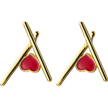 Beautiful Triangle Red Heart 925 Sterling Silver Studs Earrings