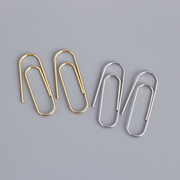 Paper Clip 925 Sterling Silver Hoop Earrings