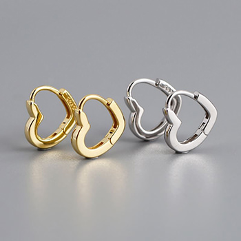 Girls Hollow Heart 925 Sterling Silver Hoop Earrings