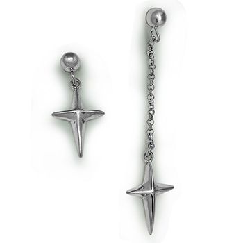 Asymmetry Cross 925 Sterling Silver Dangle Earrings