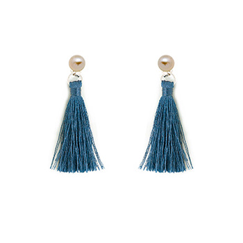 Pearl Blue White Pink Tassel 925 Silver Dangle Earrings