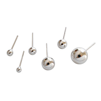 Smooth Round Bead 925 Silver Stud Earrings