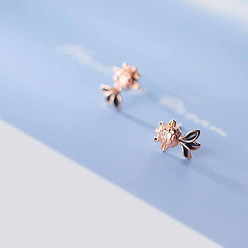 Cute Little Goldfish 925 Sterling Silver Stud Earrings