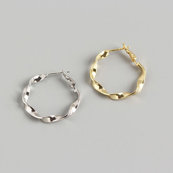 Fashion Twisted 925 Sterling Silver Hoop Earrings