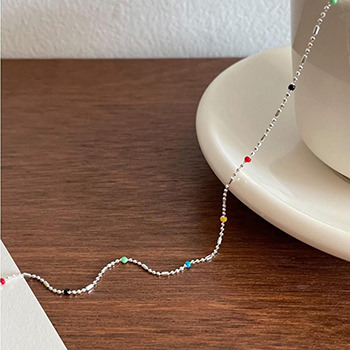 Colorful Beads Chain 925 Sterling Silver Necklace