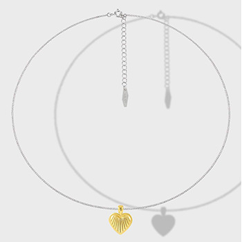 Honey Moon Trips Gold Heart 925 Sterling Silver Necklace