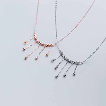 Fashion Beads Tassels 925 Sterling Silver Necklace