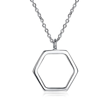 Simple Hexagon Geometry 925 Sterling Siver Necklace