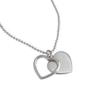 Hot Double Heart 925 Sterling Silver Necklace