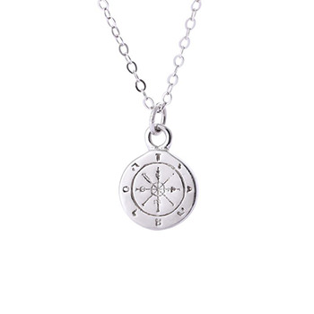 Classic Round Compass 925 Sterling Silver Necklace