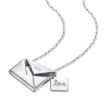 Valentine Love Letter Open Envelope 925 Sterling Silver Necklace