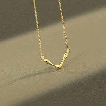 Letter V Shape 925 Sterling Silver Necklace