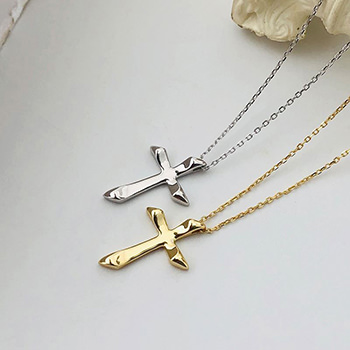 Evening Irregular Cross 925 Sterling Silver Necklace