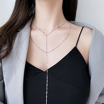 Double Layer Y Shape 925 Sterling Silver Necklace