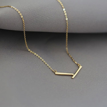 Simple Letter V Shape 925 Sterling Silver Necklace