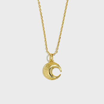 Holiday Crescent Moon Stars 925 Sterling Silver Necklace