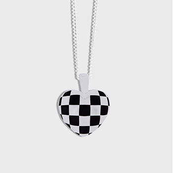 Fashion Geometry Heart Chessboard 925 Sterling Silver Necklace