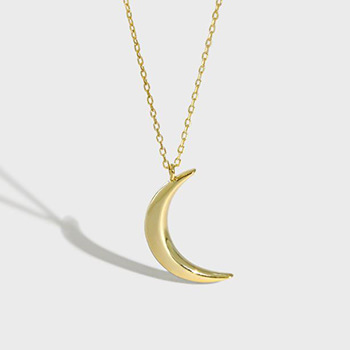 Crescent Moon 925 Sterling Silver Necklace