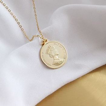 Classic Elizabeth Portrait Coin 925 Sterling Silver Necklace