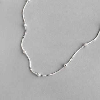 Minimalist Snake Chain Beads 925 Sterling Silver Necklace