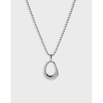 Simple Hollow Ellipse Beads 925 Sterling Silver Necklace