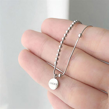 Lucky Letters 925 Sterling Silver Asymmetry Beads Necklace