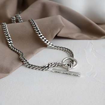 Vintage Geometry Men OT Chain 925 Sterling Silver Necklace