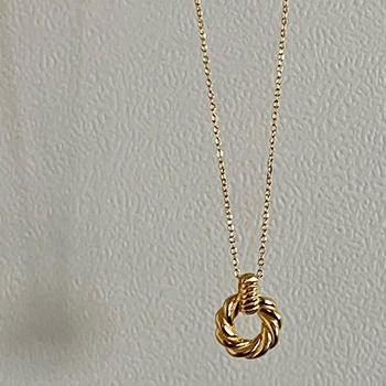 Casual Hollow Round Twisted Circle 925 Sterling Silver Necklace