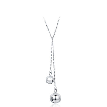 Girl Adjustable Drop Round Bells 925 Sterling Silver Necklace