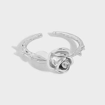 Beautiful Hollow Rose Flower 925 Sterling Silver Adjustable Ring