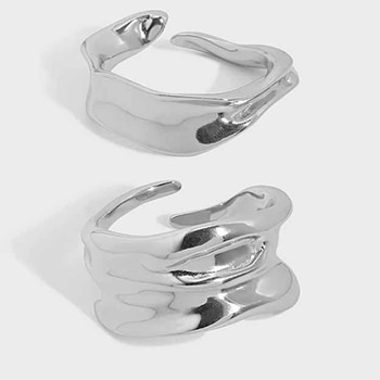 Irregular Wave 925 Sterling Silver Adjustable Ring