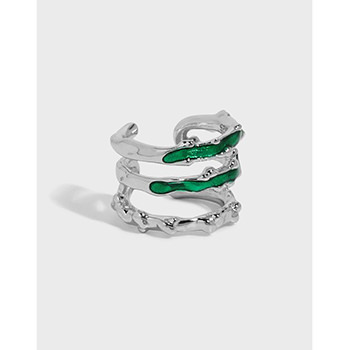 Irregular Triple Layer Lines 925 Sterling Silver Adjustable Ring