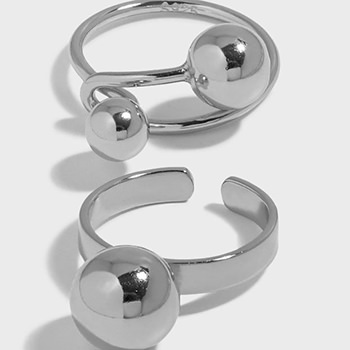 Geometry Ball 925 Sterling Silver Adjustable Ring