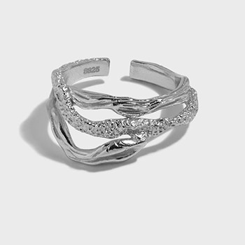 Animal Hollow Gold Snake 925 Sterling Silver Adjustable Ring