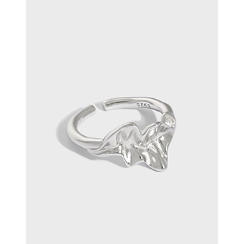 Simple Irregular Leaf 925 Sterling Silver Adjustable Ring