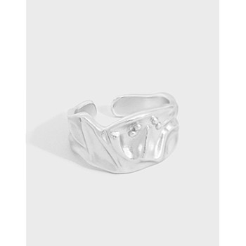 Fashion Pleated Skirt 925 Sterling Silver Adjustable Ring