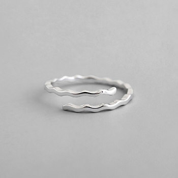 Simple Waves 925 Sterling Silver Adjustable Ring