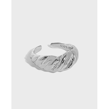 Simple Twisted Wide Office 925 Sterling Silver Adjustable Ring