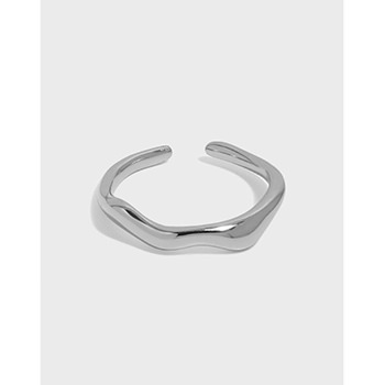 Simple Wave Irregulae Office 925 Sterling Silver Adjustable Ring